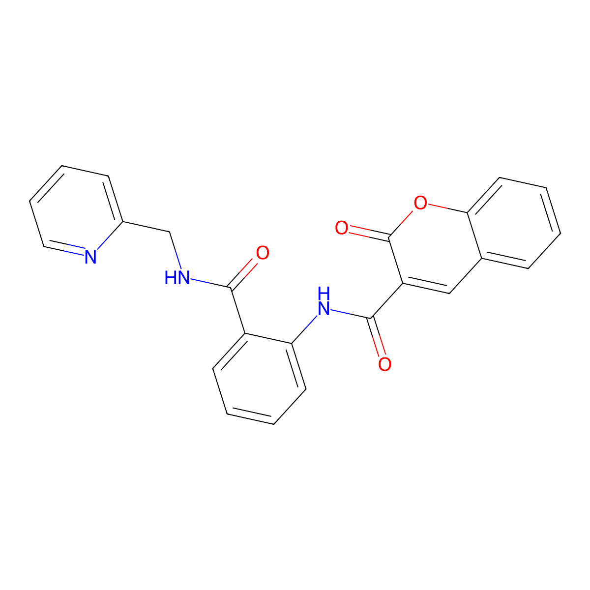 2-oxo-N-(2-((pyridin-2-ylmethyl)carbamoyl)phenyl)-2H-chromene-3-carboxamide molecular structure, CAS 2319922-81-9