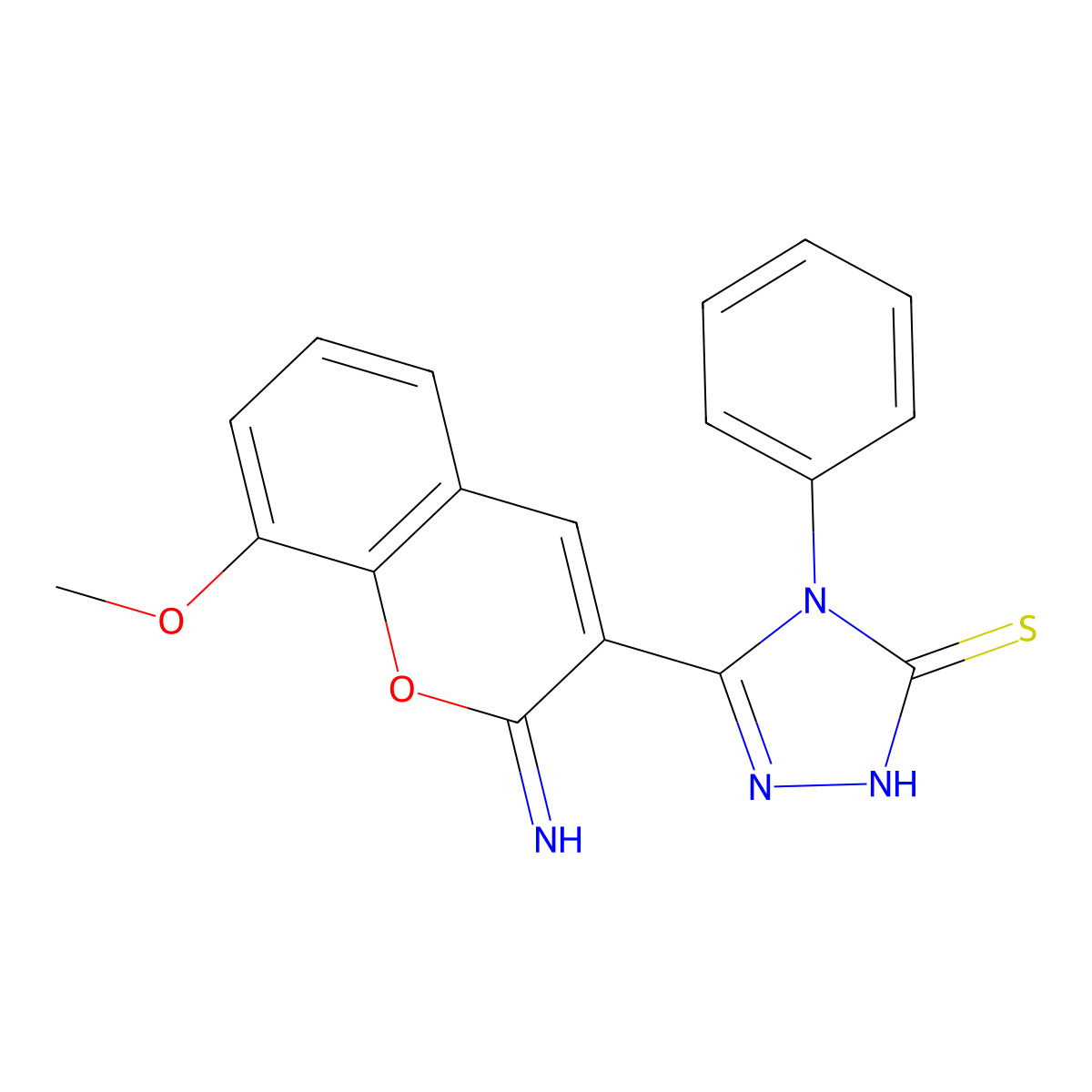 3-(2-imino-8-methoxy-2H-chromen-3-yl)-4-phenyl-4,5-dihydro-1H-1,2,4-triazole-5-thione molecular structure, CAS 2319922-95-5