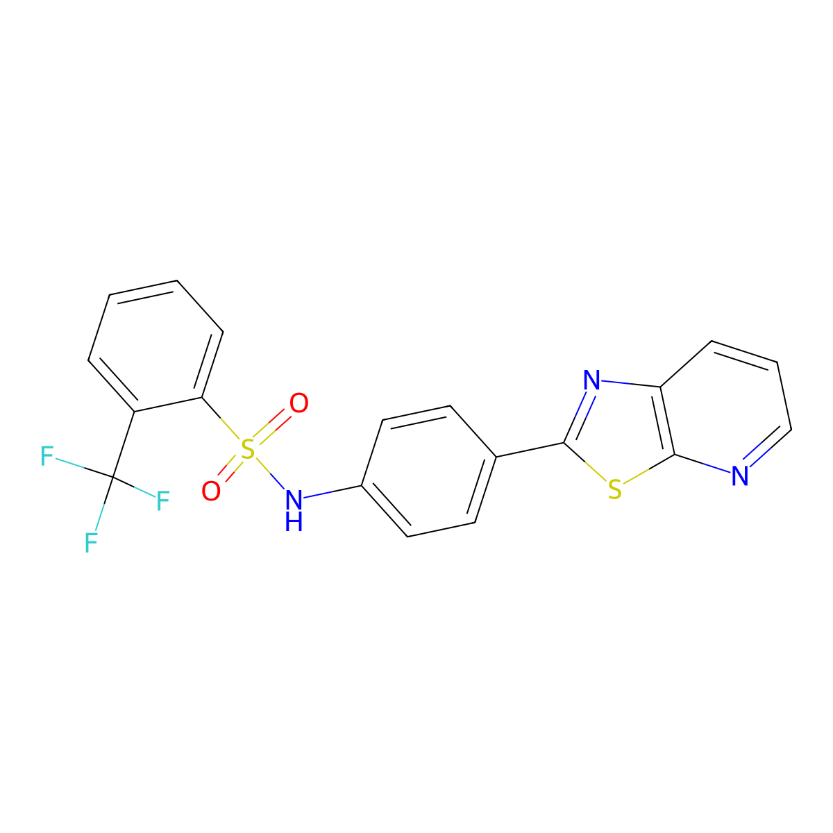 N-(4-(thiazolo[5,4-b]pyridin-2-yl)phenyl)-2-(trifluoromethyl)benzenesulfonamide molecular structure, CAS 2319923-21-0