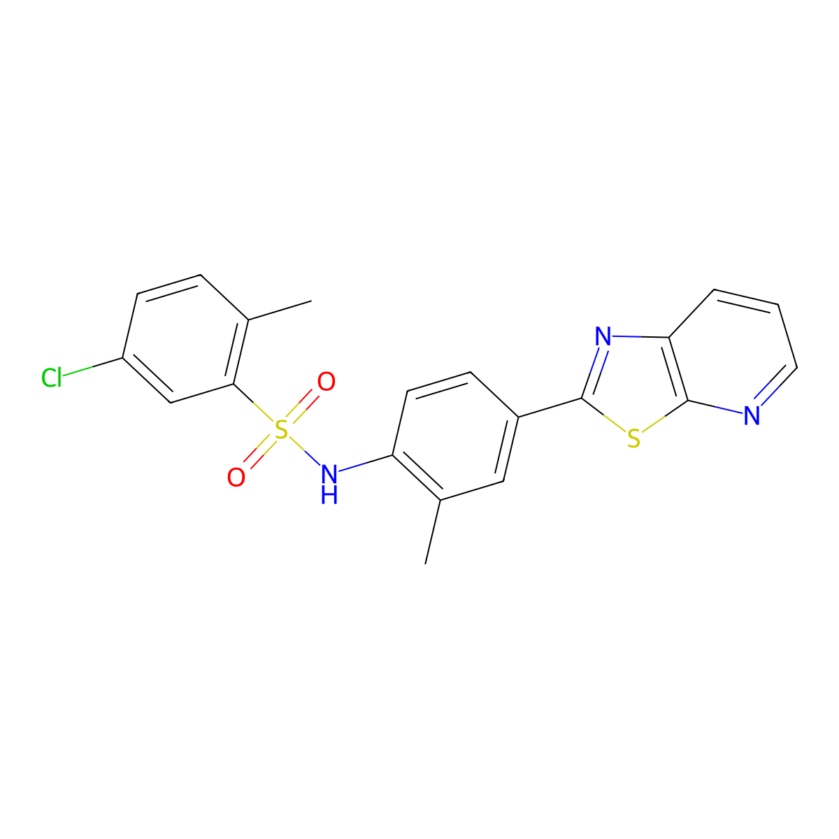 5-chloro-2-methyl-N-(2-methyl-4-(thiazolo[5,4-b]pyridin-2-yl)phenyl)benzenesulfonamide molecular structure, CAS 2319923-30-1