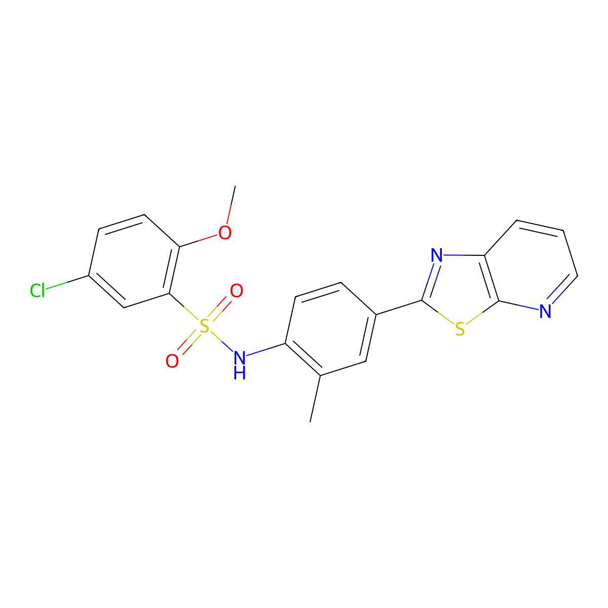 5-chloro-2-methoxy-N-(2-methyl-4-(thiazolo[5,4-b]pyridin-2-yl)phenyl)benzenesulfonamide molecular structure, CAS 2319923-35-6