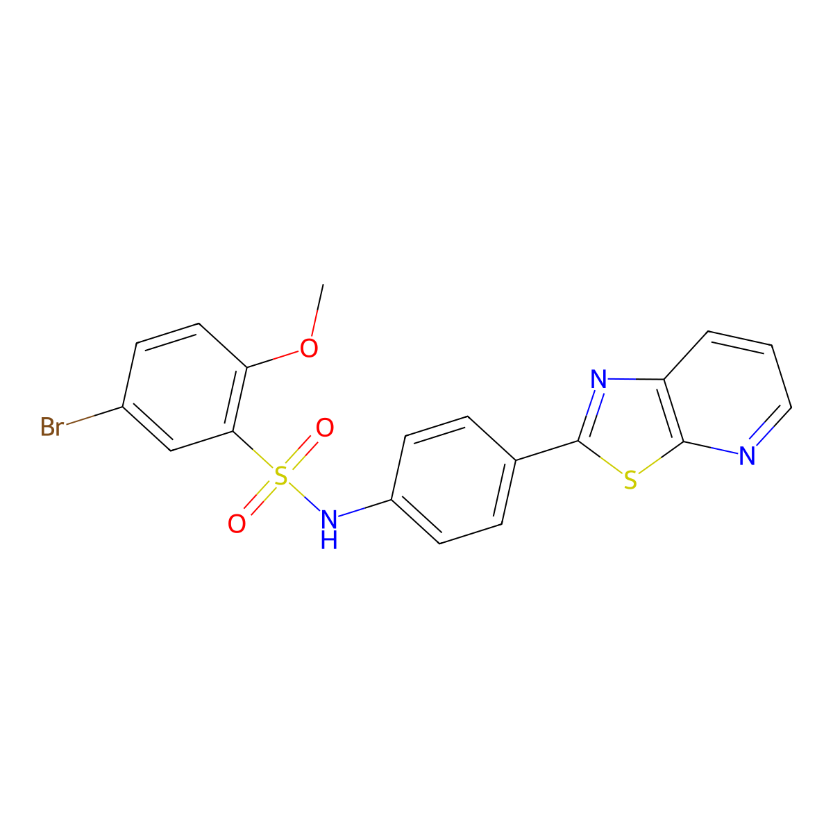 5-bromo-2-methoxy-N-(4-(thiazolo[5,4-b]pyridin-2-yl)phenyl)benzenesulfonamide molecular structure, CAS 2319923-51-6
