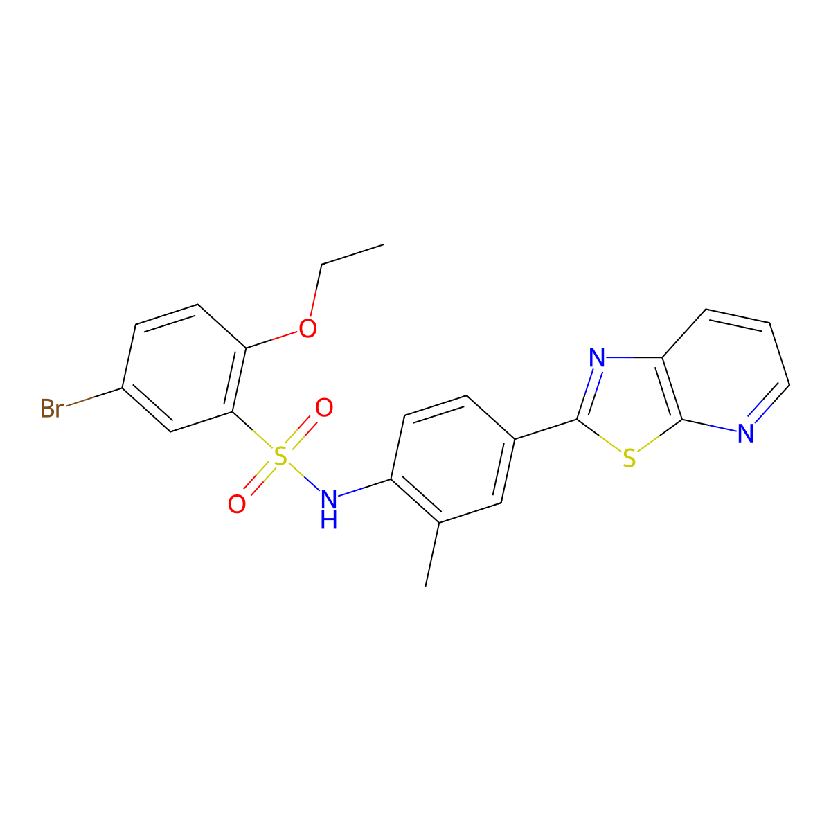 5-bromo-2-ethoxy-N-(2-methyl-4-(thiazolo[5,4-b]pyridin-2-yl)phenyl)benzenesulfonamide molecular structure, CAS 2319923-55-0