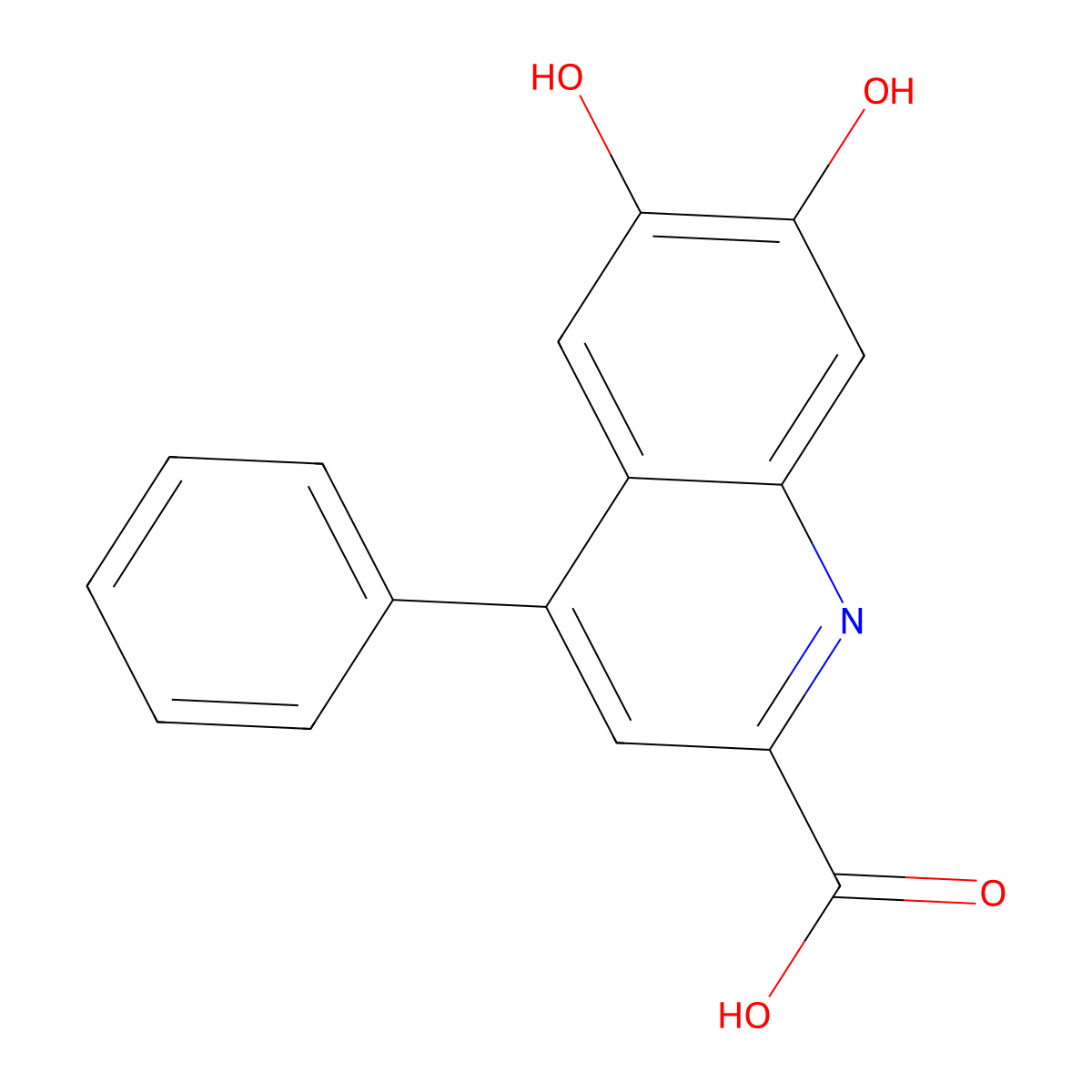 6,7-Dihydroxy-4-phenylquinoline-2-carboxylic acid molecular structure, CAS 2319923-65-2