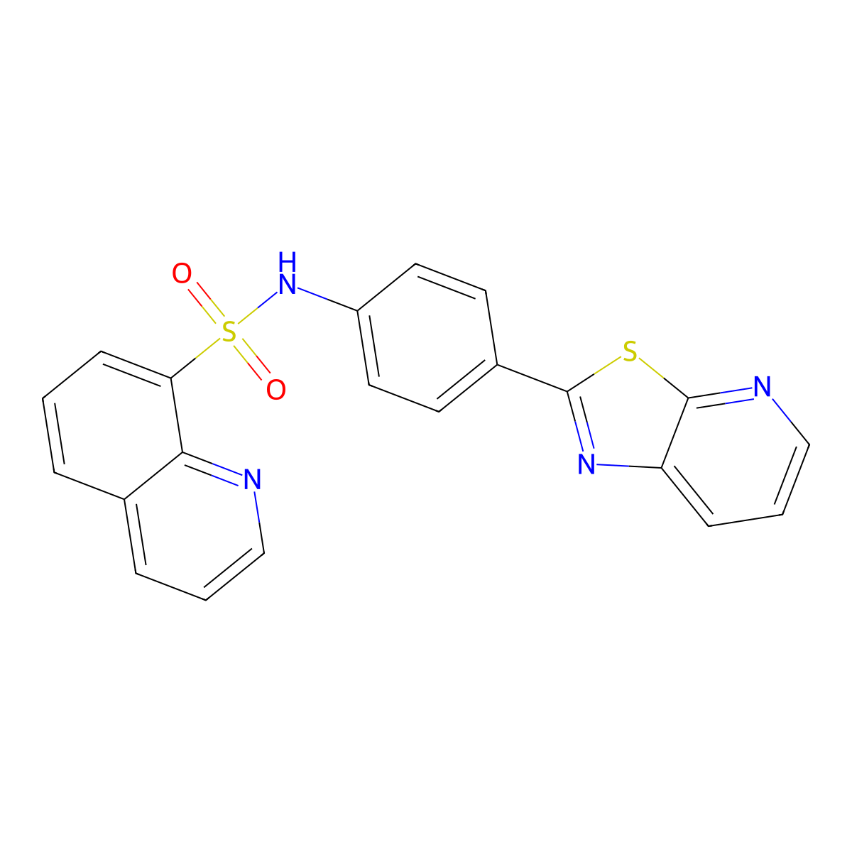 N-(4-(thiazolo[5,4-b]pyridin-2-yl)phenyl)quinoline-8-sulfonamide molecular structure, CAS 2319923-74-3