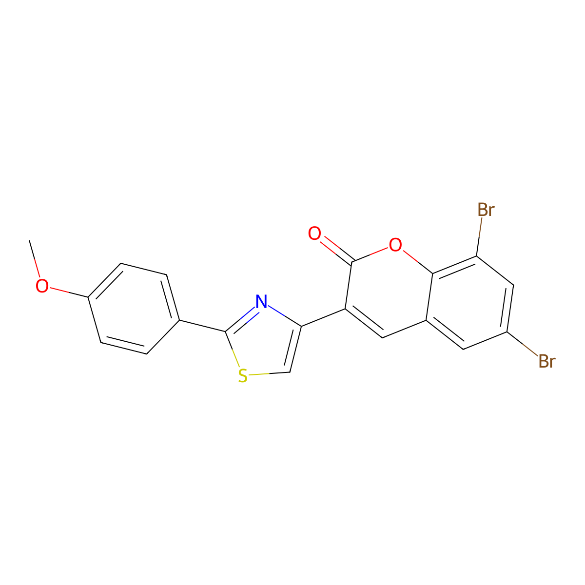 6,8-dibromo-3-[2-(4-methoxyphenyl)-1,3-thiazol-4-yl]-2H-chromen-2-one molecular structure, CAS 2319923-80-1
