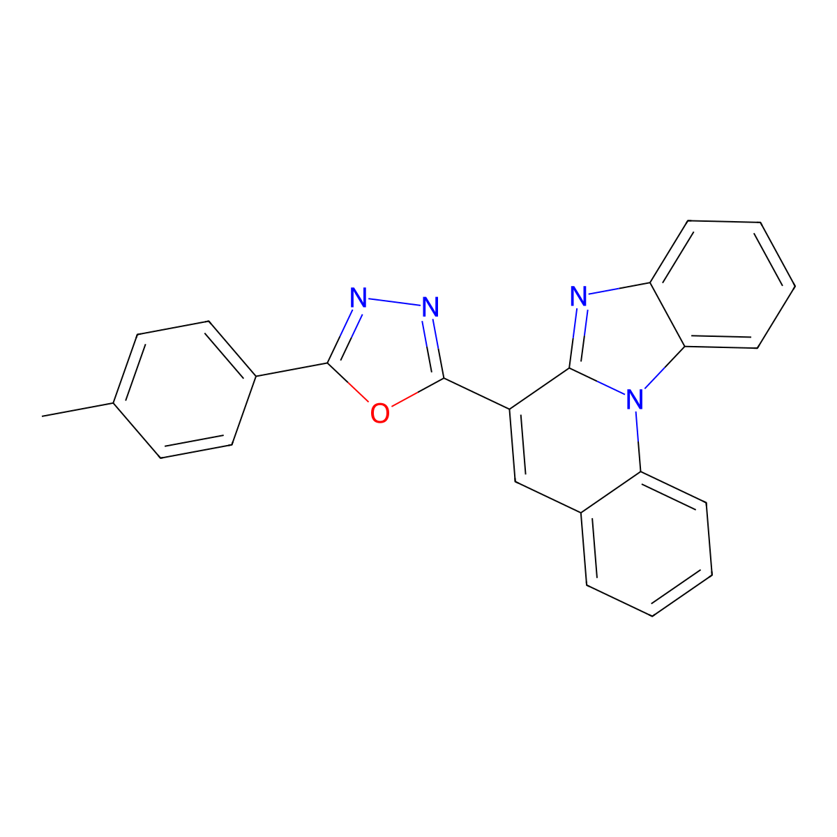 9-[5-(4-Methylphenyl)-1,3,4-oxadiazol-2-yl]-1,11-diazatetracyclo[8.7.0.0^{2,7}.0^{12,17}]heptadeca-2,4,6,8,10,12(17),13,15-octaene molecular structure, CAS 2319924-04-2