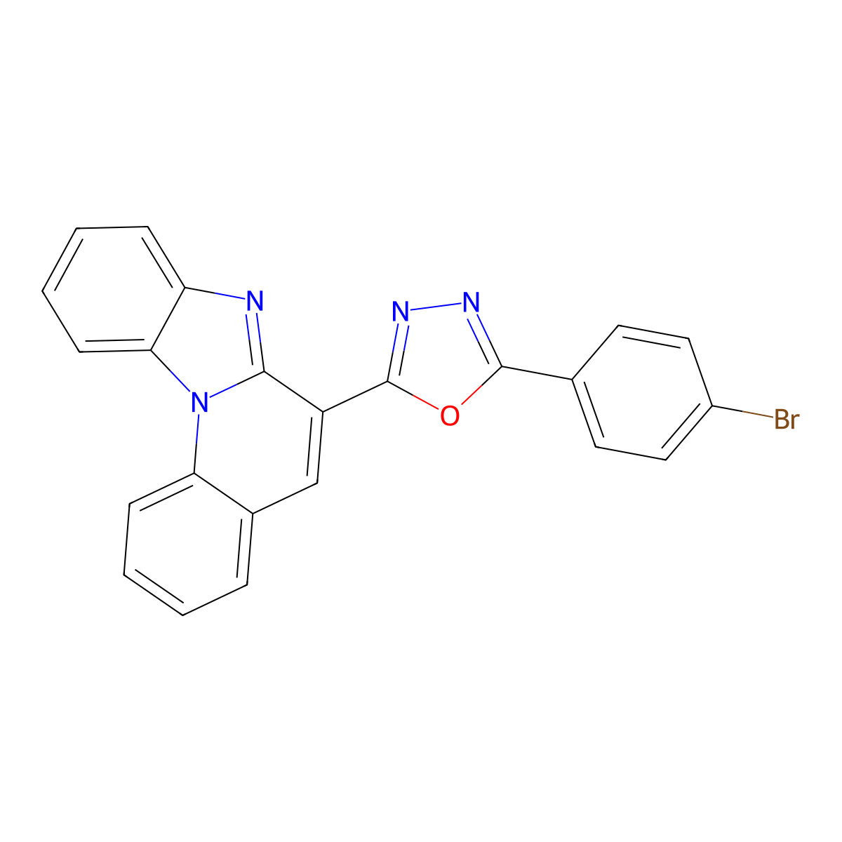 9-[5-(4-Bromophenyl)-1,3,4-oxadiazol-2-yl]-1,11-diazatetracyclo[8.7.0.0^{2,7}.0^{12,17}]heptadeca-2,4,6,8,10,12(17),13,15-octaene molecular structure, CAS 2319924-11-1