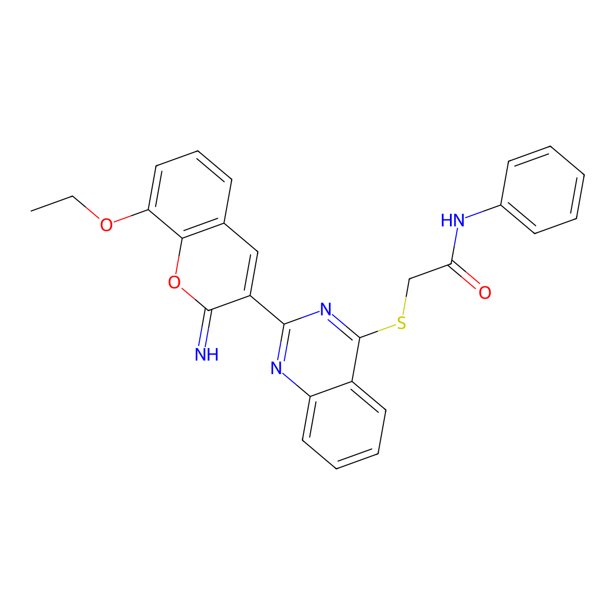 2-{[2-(8-ethoxy-2-imino-2H-chromen-3-yl)quinazolin-4-yl]sulfanyl}-N-phenylacetamide molecular structure, CAS 2319924-17-7