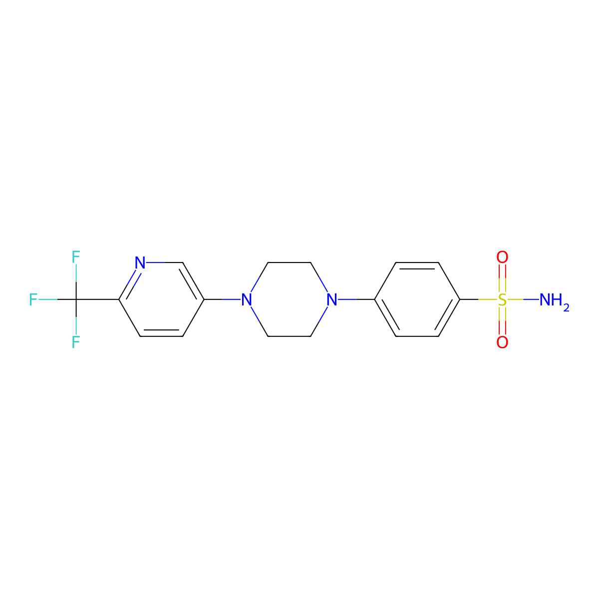 4-{4-[6-(Trifluoromethyl)pyridin-3-yl]piperazin-1-yl}benzene-1-sulfonamide molecular structure, CAS 2320072-69-1