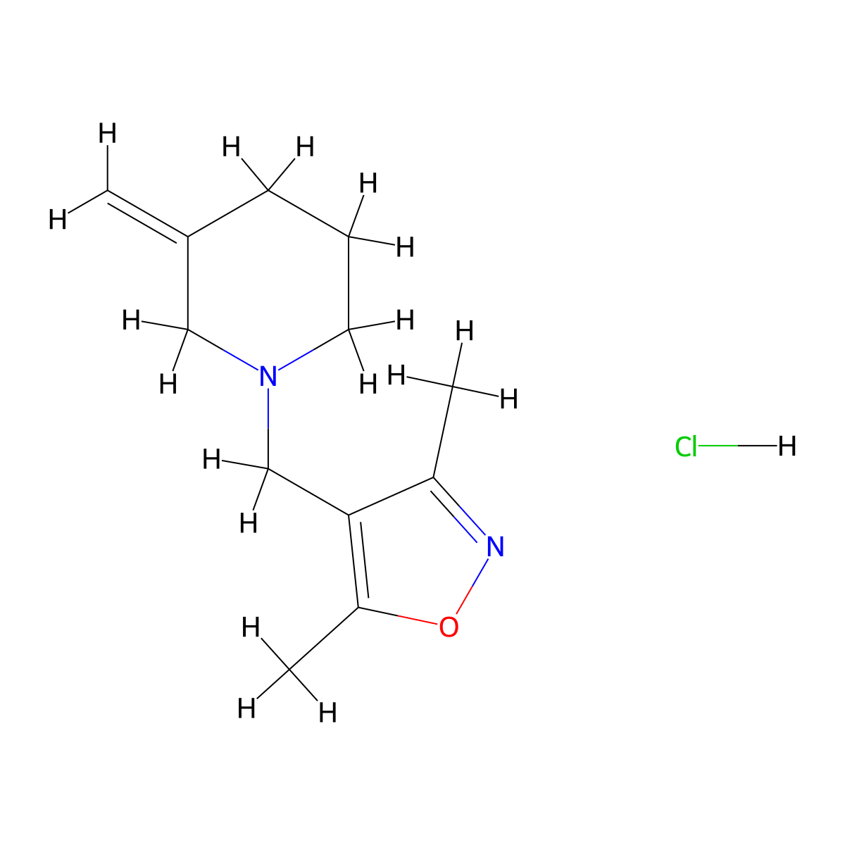 1-[(3,5-Dimethyl-1,2-oxazol-4-yl)methyl]-3-methylidenepiperidine hydrochloride molecular structure, CAS 2320112-69-2