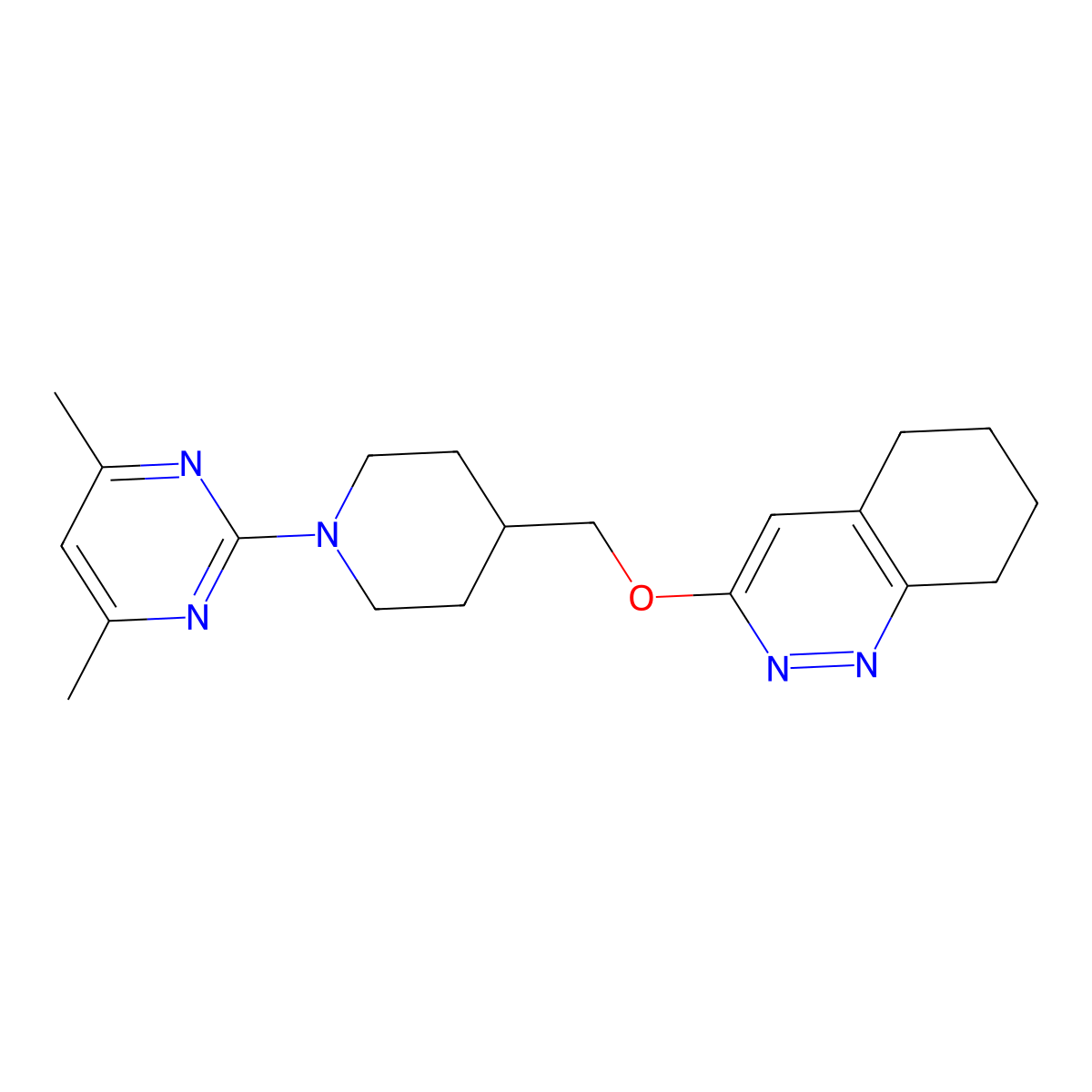 3-{[1-(4,6-Dimethylpyrimidin-2-yl)piperidin-4-yl]methoxy}-5,6,7,8-tetrahydrocinnoline molecular structure, CAS 2320142-54-7