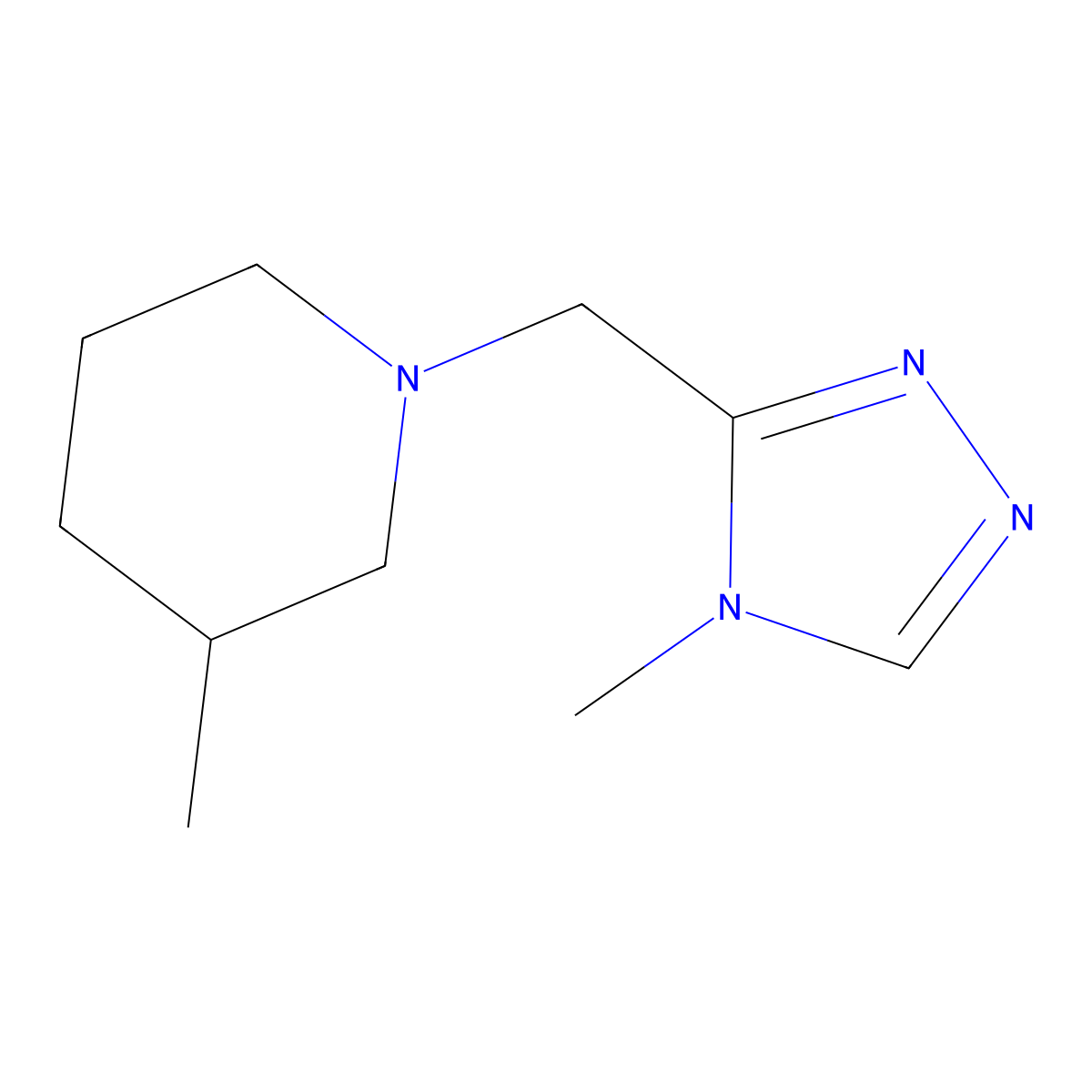 3-methyl-1-[(4-methyl-4H-1,2,4-triazol-3-yl)methyl]piperidine molecular structure, CAS 2320142-73-0