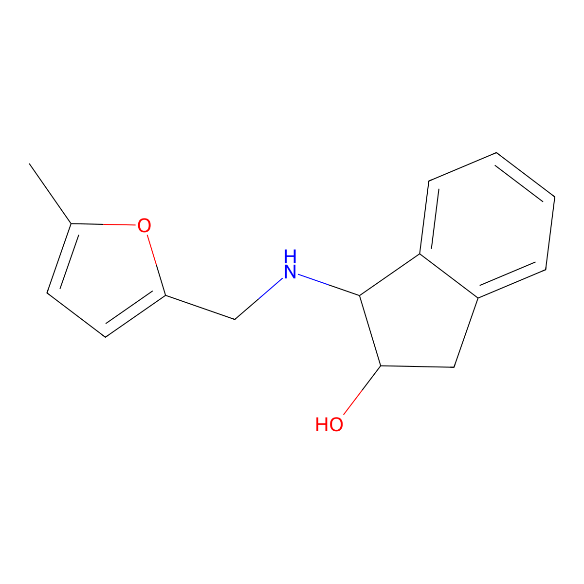 1-(((5-methylfuran-2-yl)methyl)amino)-2,3-dihydro-1H-inden-2-ol molecular structure, CAS 2320142-96-7