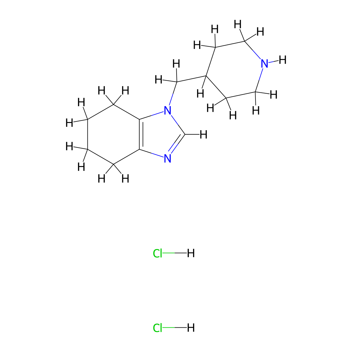 1-[(piperidin-4-yl)methyl]-4,5,6,7-tetrahydro-1H-1,3-benzodiazole dihydrochloride molecular structure, CAS 2320143-01-7