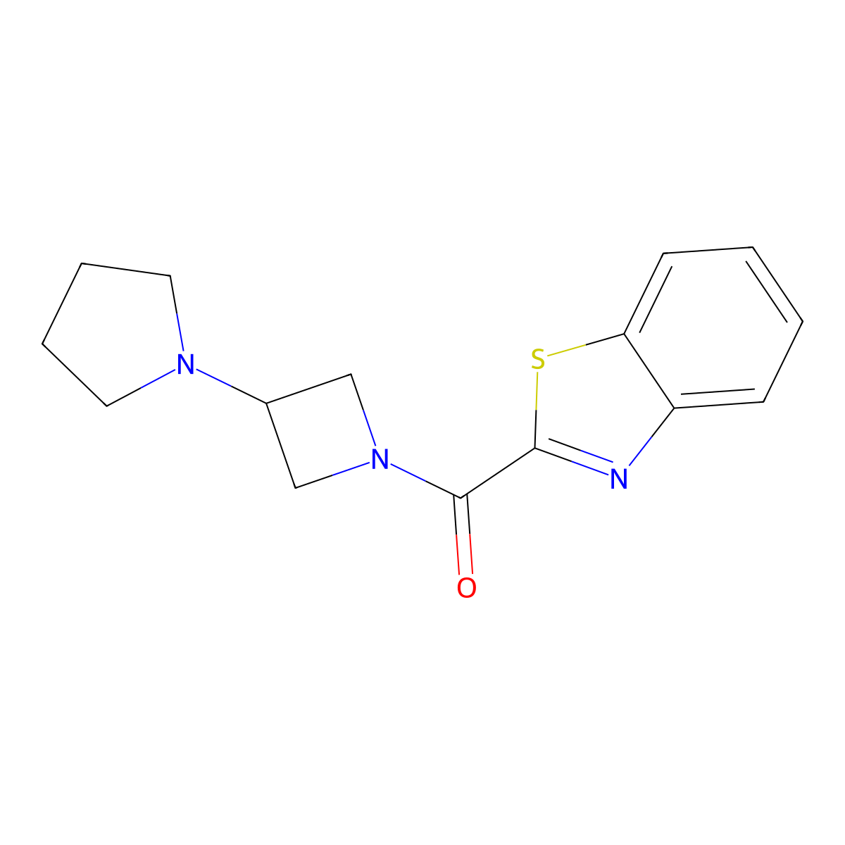 Benzo[d]thiazol-2-yl(3-(pyrrolidin-1-yl)azetidin-1-yl)methanone molecular structure, CAS 2320143-13-1
