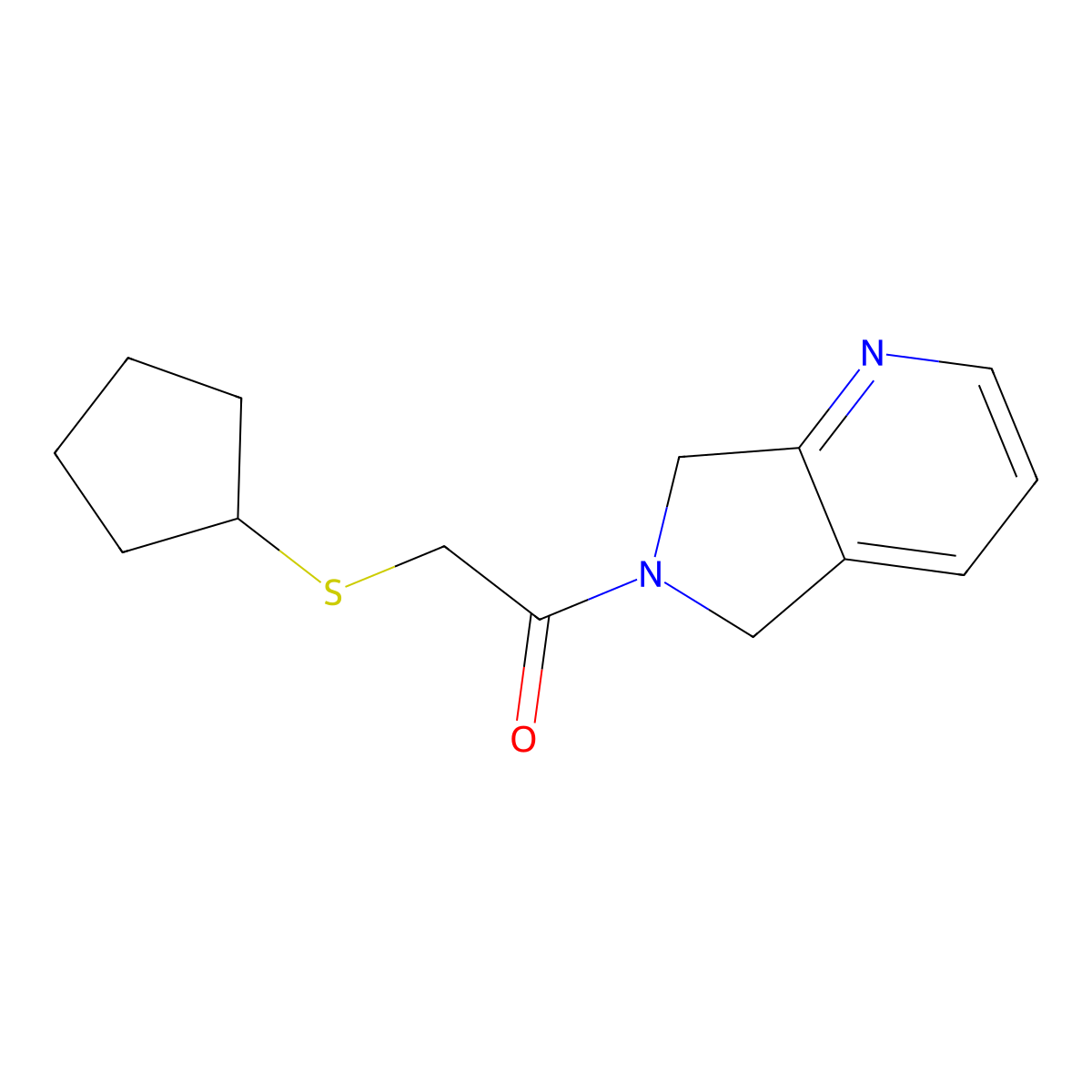 2-(cyclopentylthio)-1-(5H-pyrrolo[3,4-b]pyridin-6(7H)-yl)ethanone molecular structure, CAS 2320143-47-1