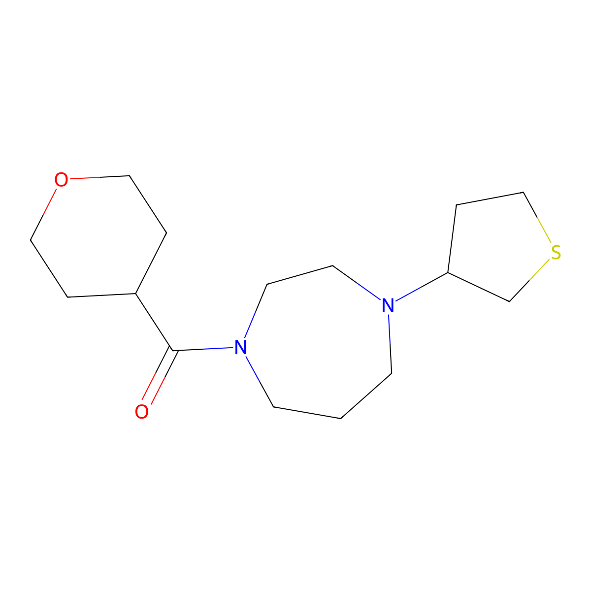 1-(Oxane-4-carbonyl)-4-(thiolan-3-yl)-1,4-diazepane molecular structure, CAS 2320143-58-4