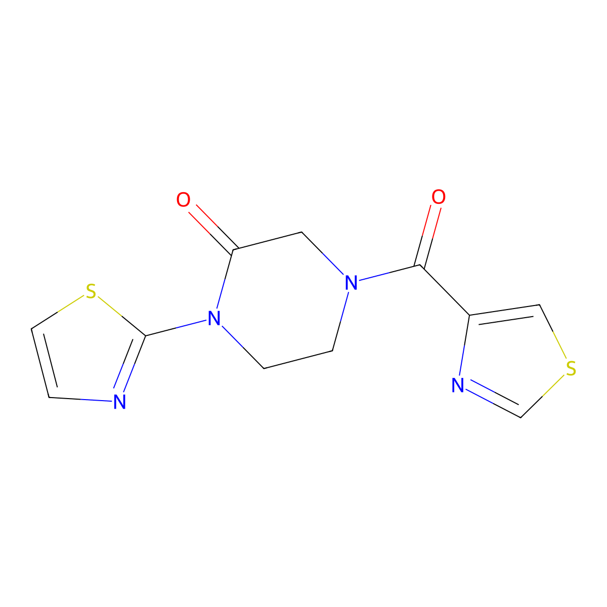 1-(Thiazol-2-yl)-4-(thiazole-4-carbonyl)piperazin-2-one molecular structure, CAS 2320143-64-2