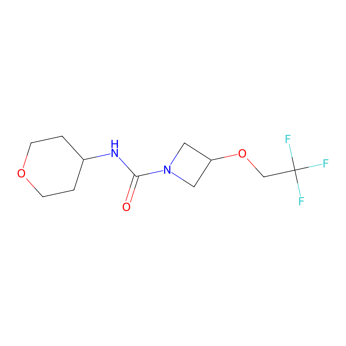 N-(oxan-4-yl)-3-(2,2,2-trifluoroethoxy)azetidine-1-carboxamide molecular structure, CAS 2320143-76-6