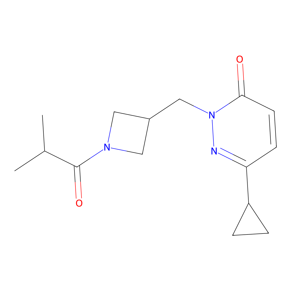 6-Cyclopropyl-2-{[1-(2-methylpropanoyl)azetidin-3-yl]methyl}-2,3-dihydropyridazin-3-one molecular structure, CAS 2320143-86-8