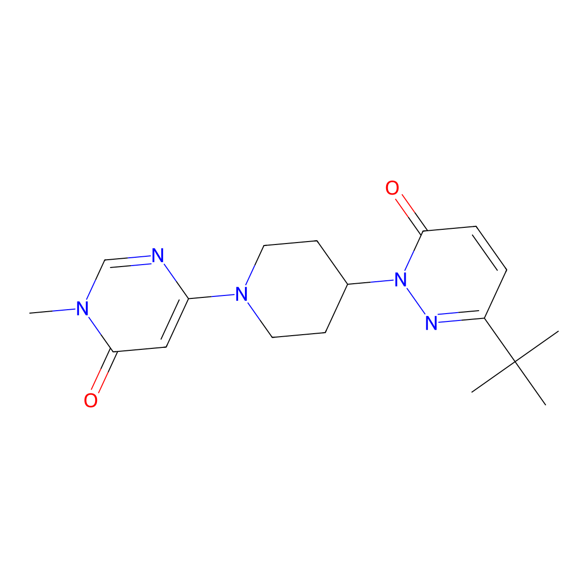 6-Tert-butyl-2-[1-(1-methyl-6-oxo-1,6-dihydropyrimidin-4-yl)piperidin-4-yl]-2,3-dihydropyridazin-3-one molecular structure, CAS 2320144-12-3