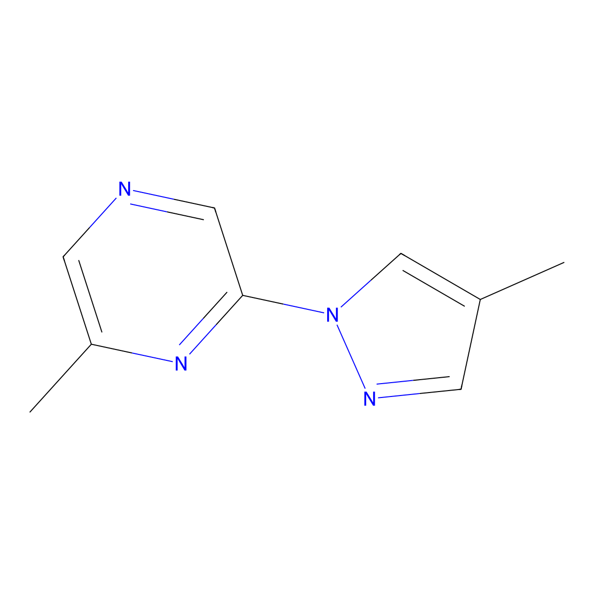 2-methyl-6-(4-methyl-1H-pyrazol-1-yl)pyrazine molecular structure, CAS 2320144-27-0
