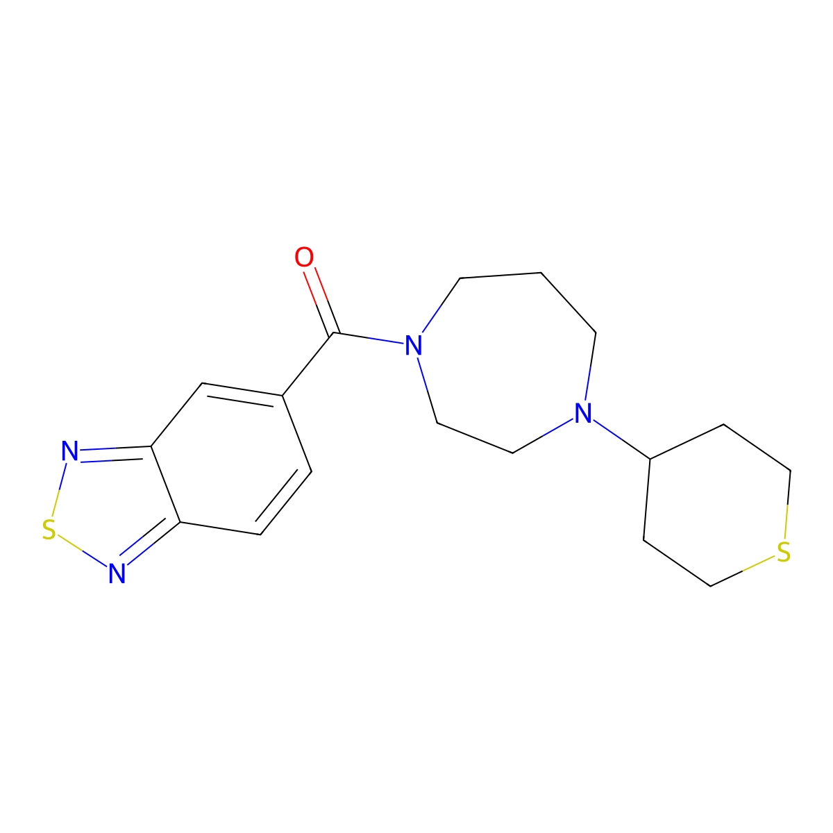 5-[4-(Thian-4-yl)-1,4-diazepane-1-carbonyl]-2,1,3-benzothiadiazole molecular structure, CAS 2320144-35-0