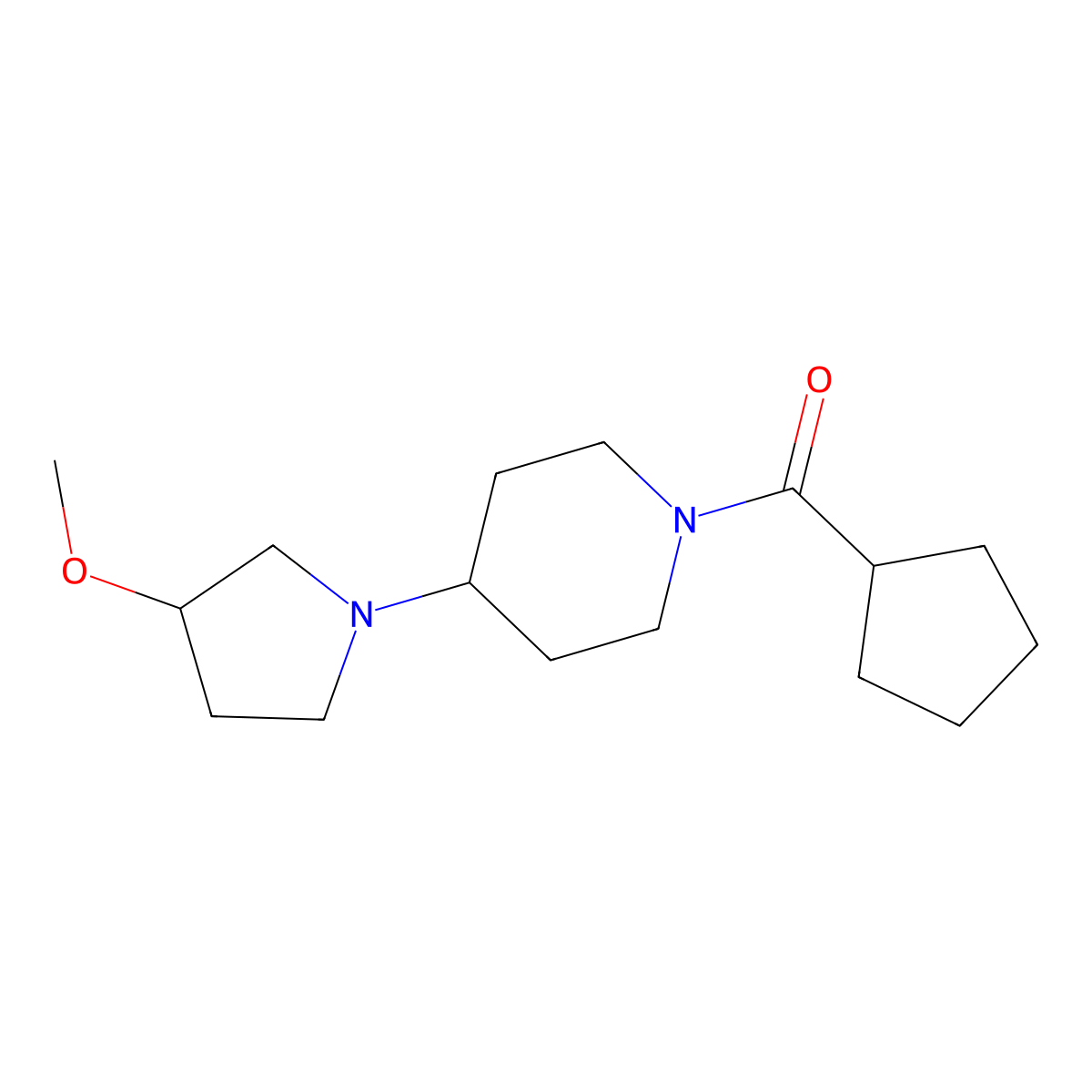 1-Cyclopentanecarbonyl-4-(3-methoxypyrrolidin-1-yl)piperidine molecular structure, CAS 2320144-50-9