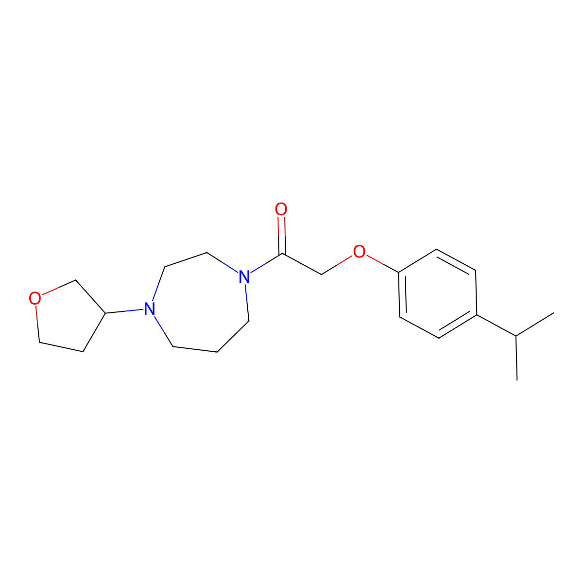 1-[4-(Oxolan-3-yl)-1,4-diazepan-1-yl]-2-[4-(propan-2-yl)phenoxy]ethan-1-one molecular structure, CAS 2320144-54-3