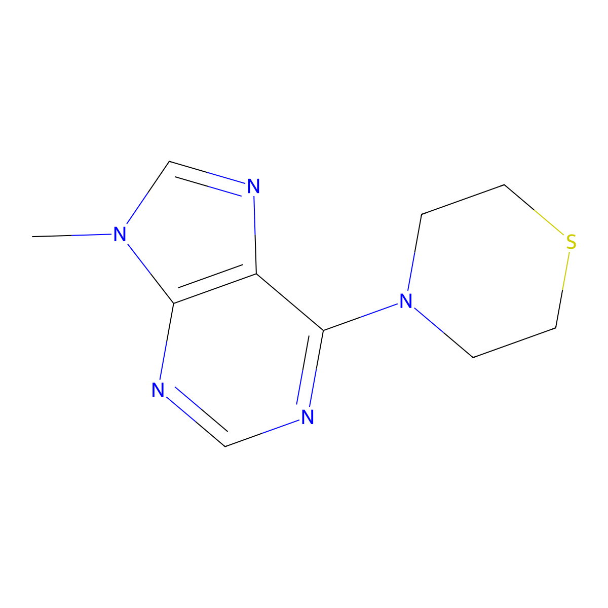 9-methyl-6-(thiomorpholin-4-yl)-9H-purine molecular structure, CAS 2320144-68-9