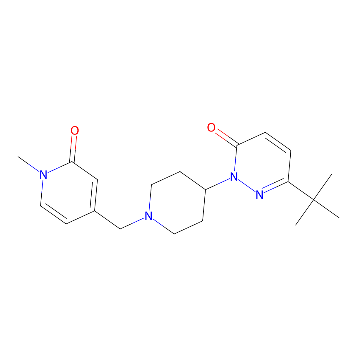 6-Tert-butyl-2-{1-[(1-methyl-2-oxo-1,2-dihydropyridin-4-yl)methyl]piperidin-4-yl}-2,3-dihydropyridazin-3-one molecular structure, CAS 2320144-76-9