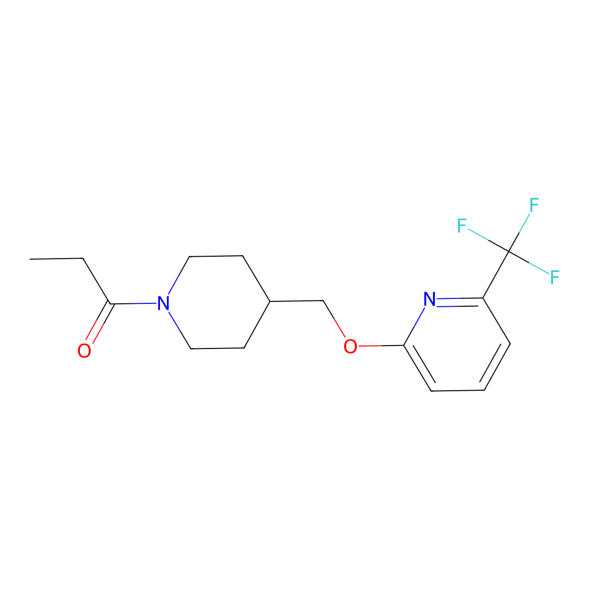 1-[4-({[6-(Trifluoromethyl)pyridin-2-yl]oxy}methyl)piperidin-1-yl]propan-1-one molecular structure, CAS 2320144-84-9