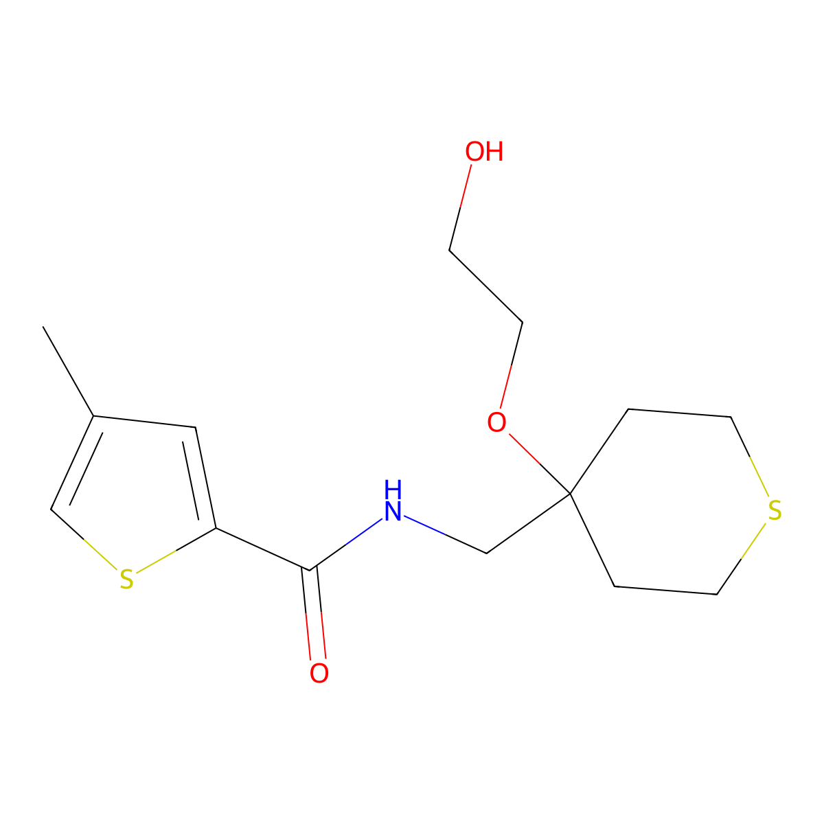 N-{[4-(2-hydroxyethoxy)thian-4-yl]methyl}-4-methylthiophene-2-carboxamide molecular structure, CAS 2320144-93-0