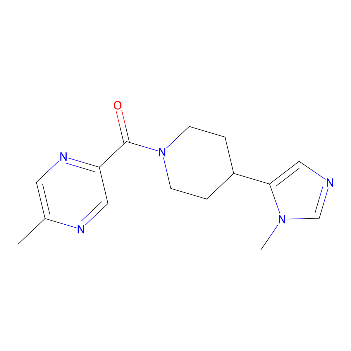 2-methyl-5-[4-(1-methyl-1H-imidazol-5-yl)piperidine-1-carbonyl]pyrazine molecular structure, CAS 2320145-41-1