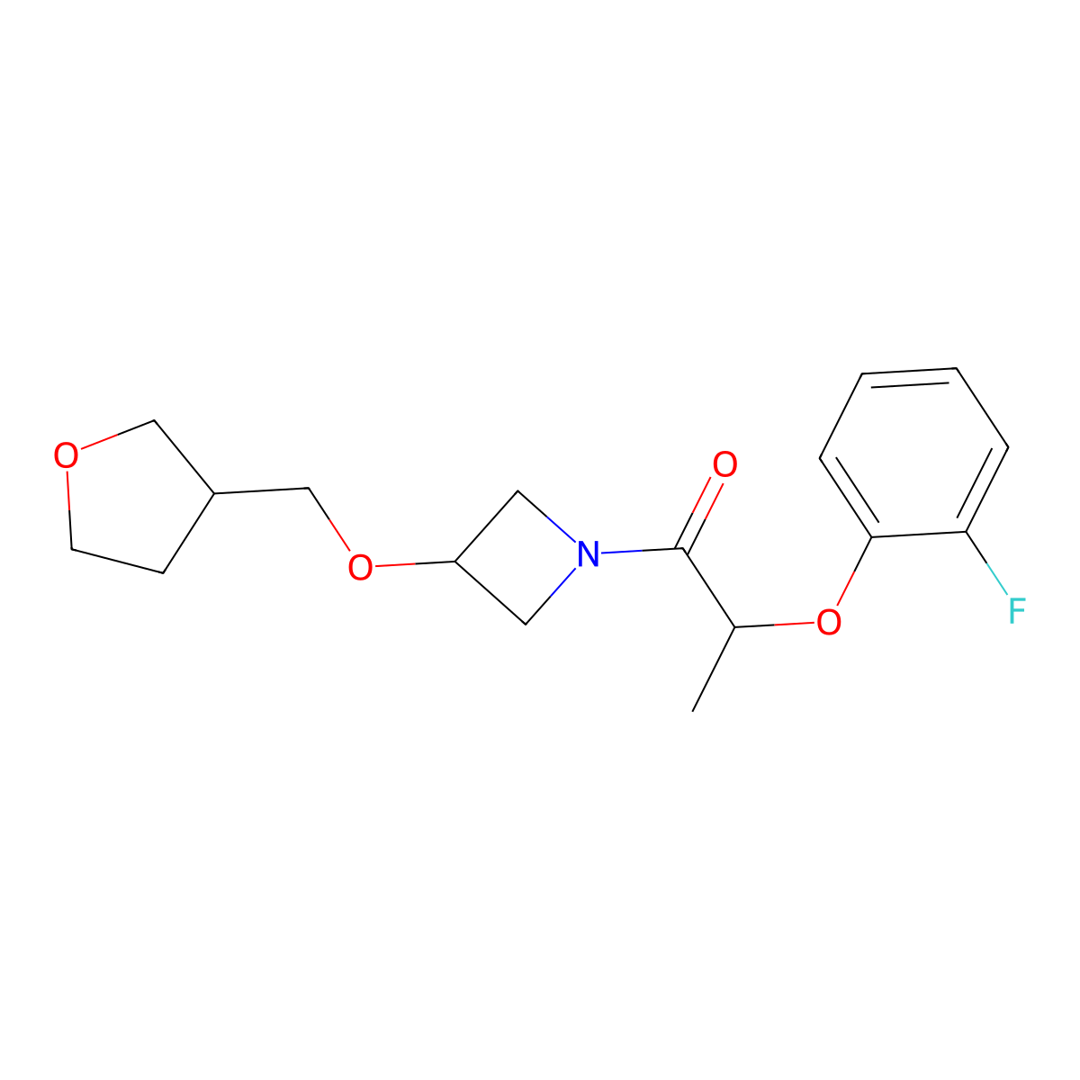 2-(2-Fluorophenoxy)-1-{3-[(oxolan-3-yl)methoxy]azetidin-1-yl}propan-1-one molecular structure, CAS 2320145-66-0