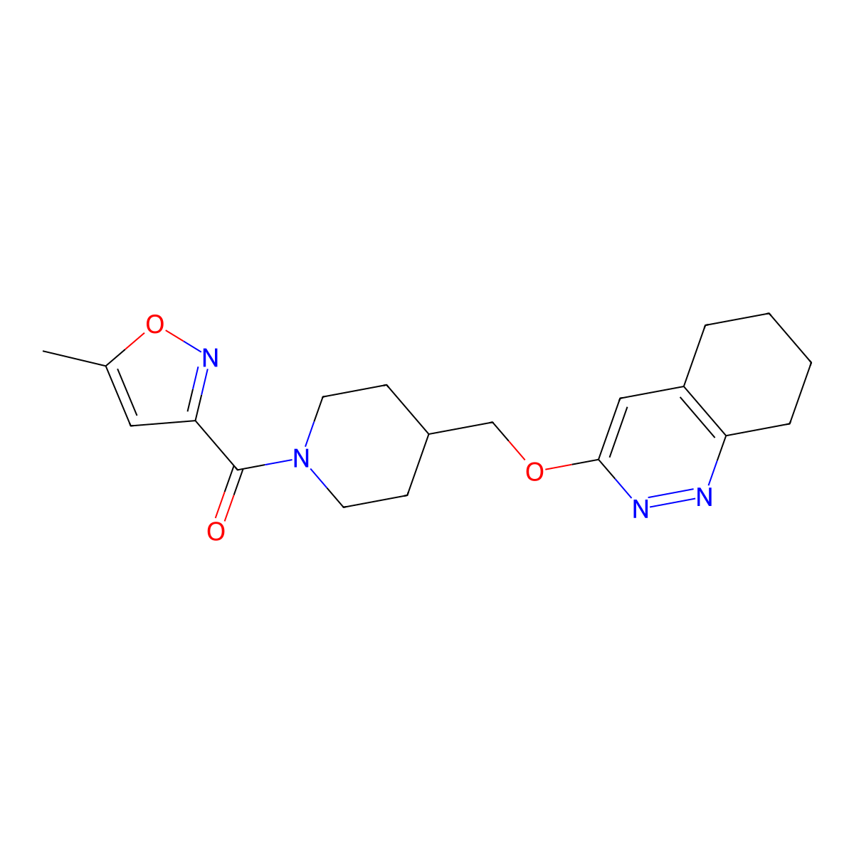 3-{[1-(5-Methyl-1,2-oxazole-3-carbonyl)piperidin-4-yl]methoxy}-5,6,7,8-tetrahydrocinnoline molecular structure, CAS 2320145-74-0