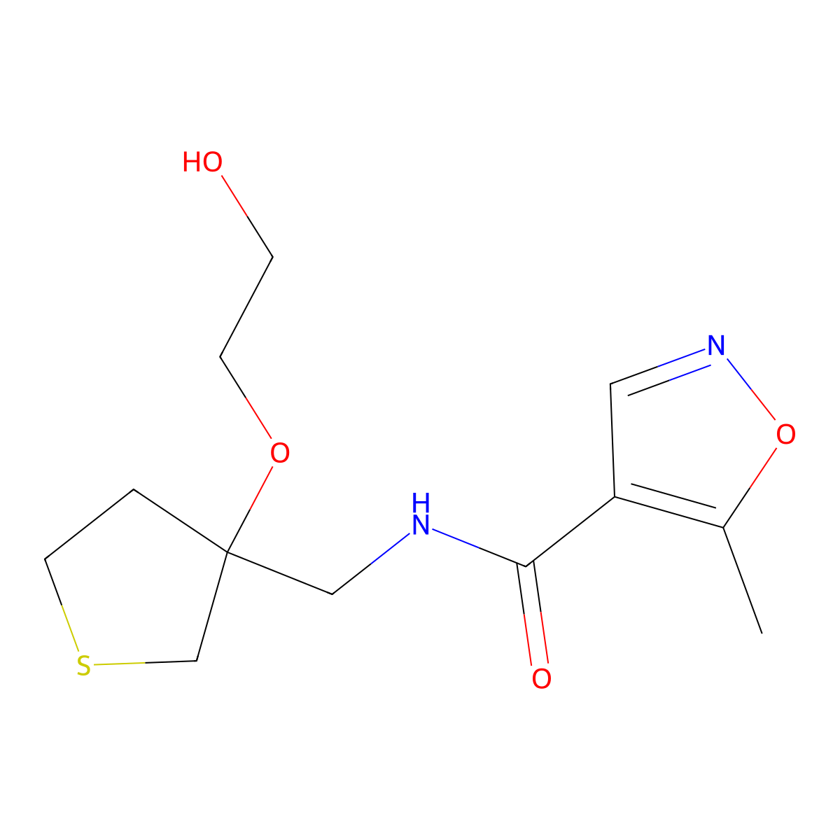 N-{[3-(2-hydroxyethoxy)thiolan-3-yl]methyl}-5-methyl-1,2-oxazole-4-carboxamide molecular structure, CAS 2320145-82-0