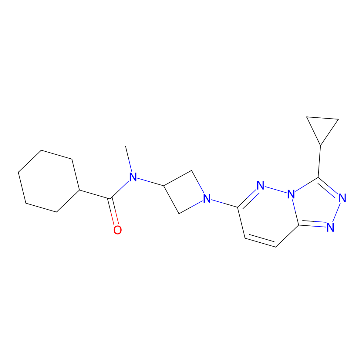 N-(1-{3-cyclopropyl-[1,2,4]triazolo[4,3-b]pyridazin-6-yl}azetidin-3-yl)-N-methylcyclohexanecarboxamide molecular structure, CAS 2320146-17-4