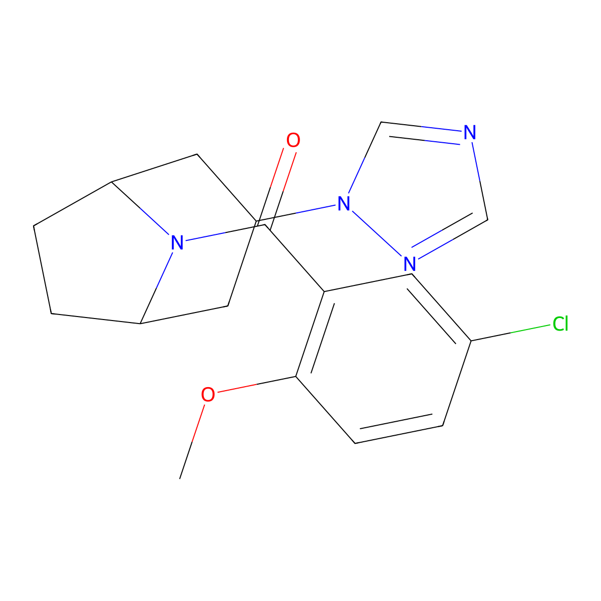 8-(5-chloro-2-methoxybenzoyl)-3-(1H-1,2,4-triazol-1-yl)-8-azabicyclo[3.2.1]octane molecular structure, CAS 2320146-47-0