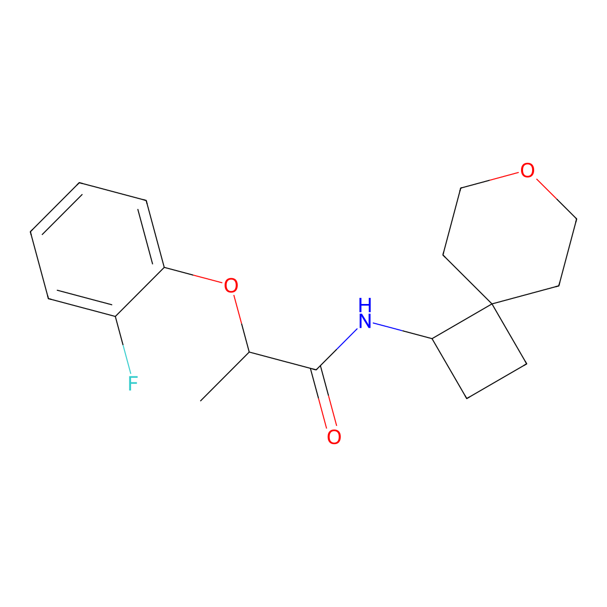 2-(2-fluorophenoxy)-N-{7-oxaspiro[3.5]nonan-1-yl}propanamide molecular structure, CAS 2320146-71-0