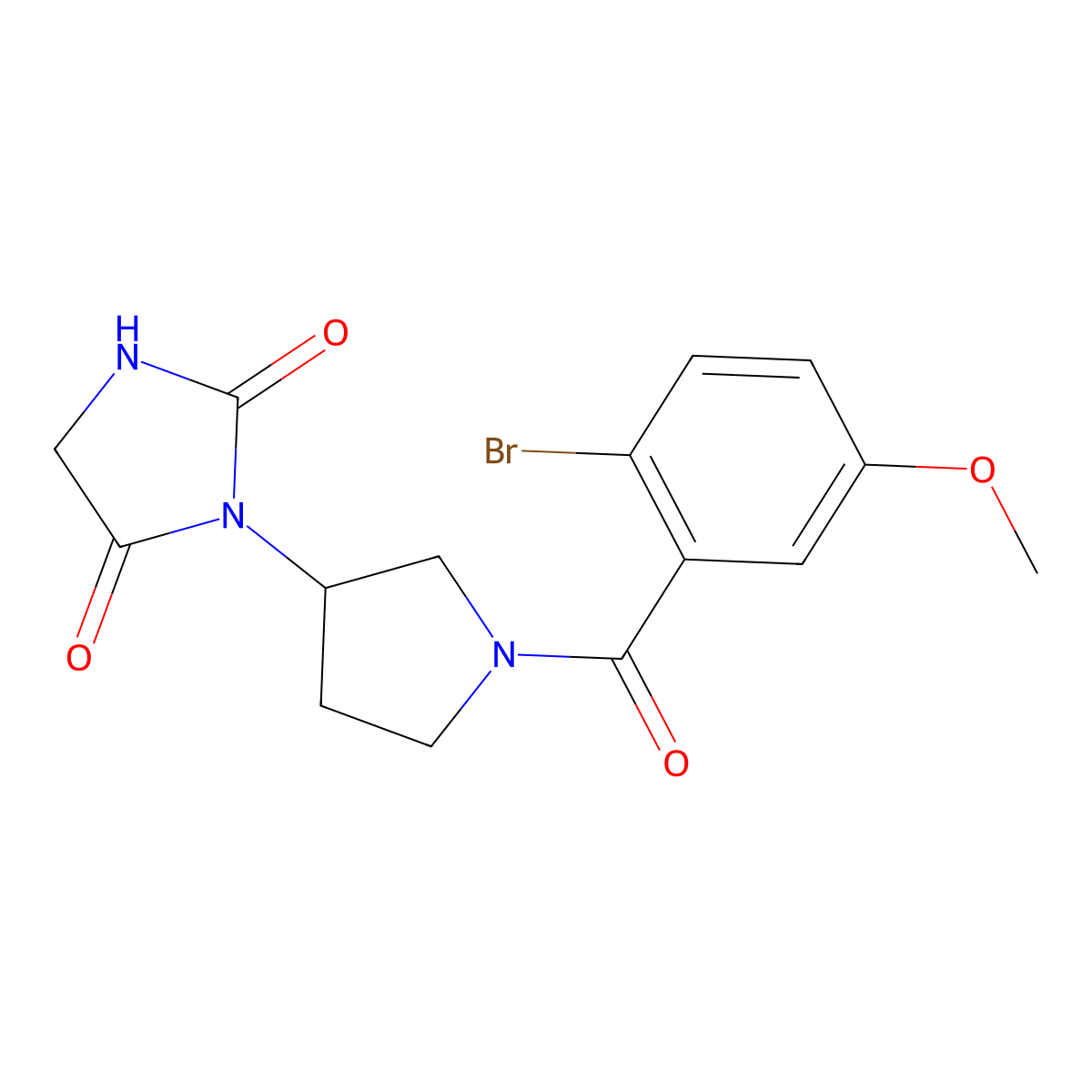 3-[1-(2-Bromo-5-methoxybenzoyl)pyrrolidin-3-yl]imidazolidine-2,4-dione molecular structure, CAS 2320147-17-7