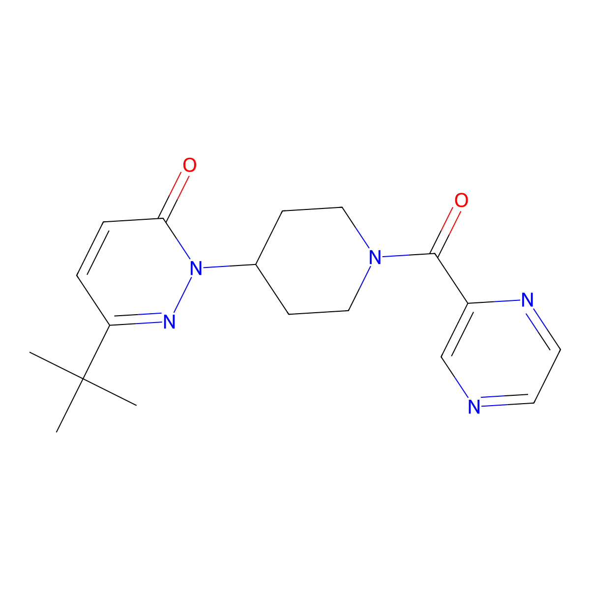 6-Tert-butyl-2-[1-(pyrazine-2-carbonyl)piperidin-4-yl]-2,3-dihydropyridazin-3-one molecular structure, CAS 2320147-51-9