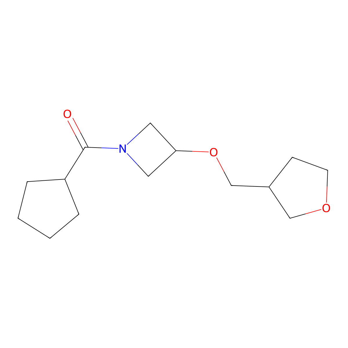 1-Cyclopentanecarbonyl-3-[(oxolan-3-yl)methoxy]azetidine molecular structure, CAS 2320147-58-6