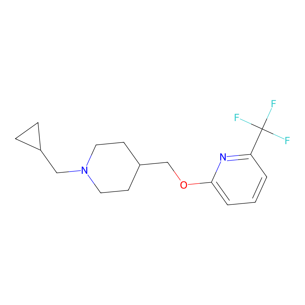 2-{[1-(Cyclopropylmethyl)piperidin-4-yl]methoxy}-6-(trifluoromethyl)pyridine molecular structure, CAS 2320147-67-7
