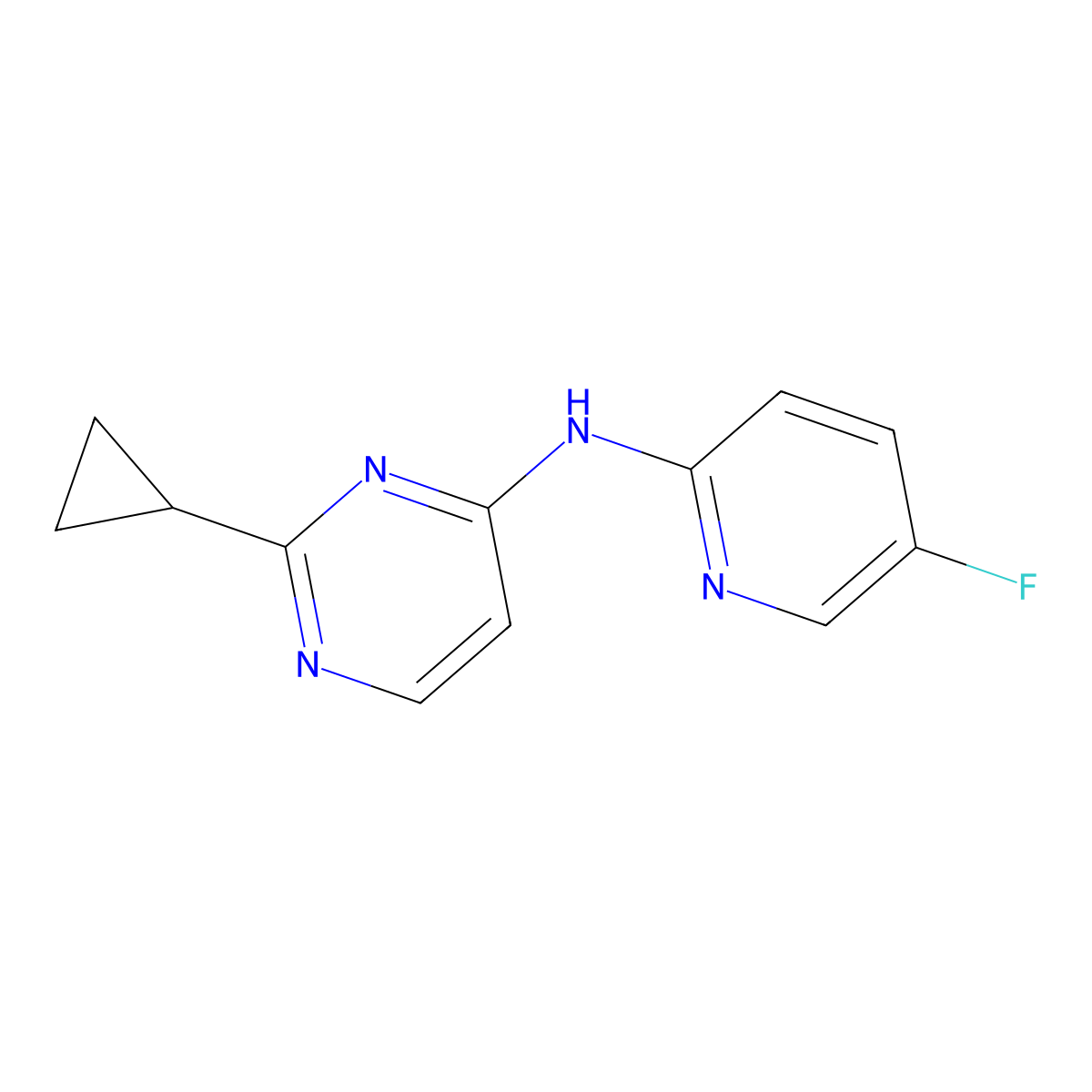 2-Cyclopropyl-N-(5-fluoropyridin-2-yl)pyrimidin-4-amine molecular structure, CAS 2320147-98-4