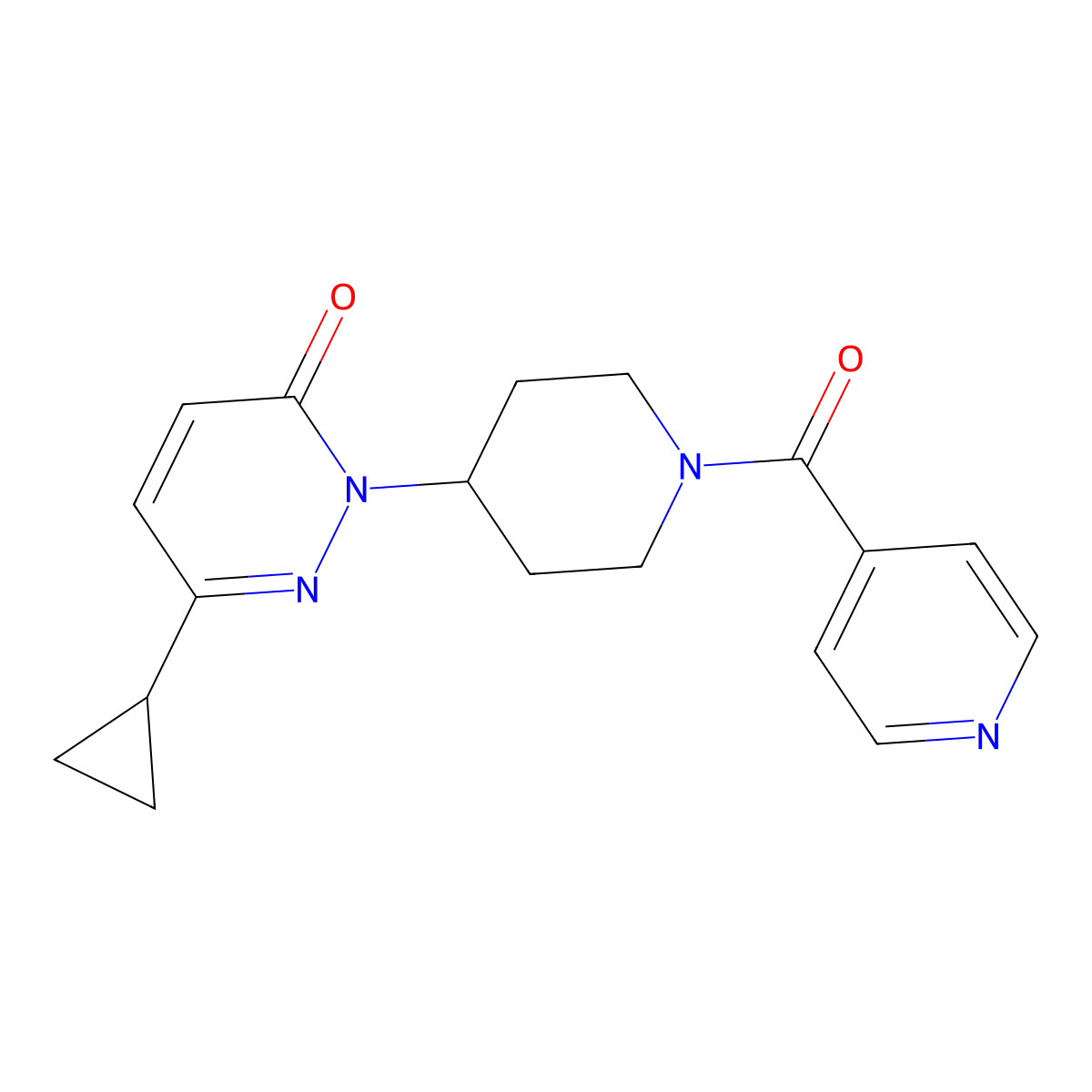6-Cyclopropyl-2-[1-(pyridine-4-carbonyl)piperidin-4-yl]-2,3-dihydropyridazin-3-one molecular structure, CAS 2320148-06-7