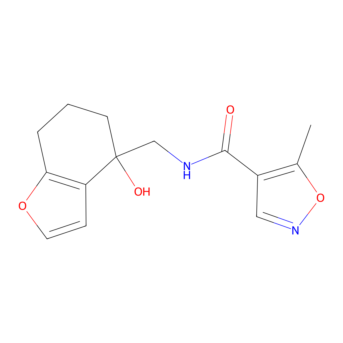 N-[(4-hydroxy-4,5,6,7-tetrahydro-1-benzofuran-4-yl)methyl]-5-methyl-1,2-oxazole-4-carboxamide molecular structure, CAS 2320148-67-0