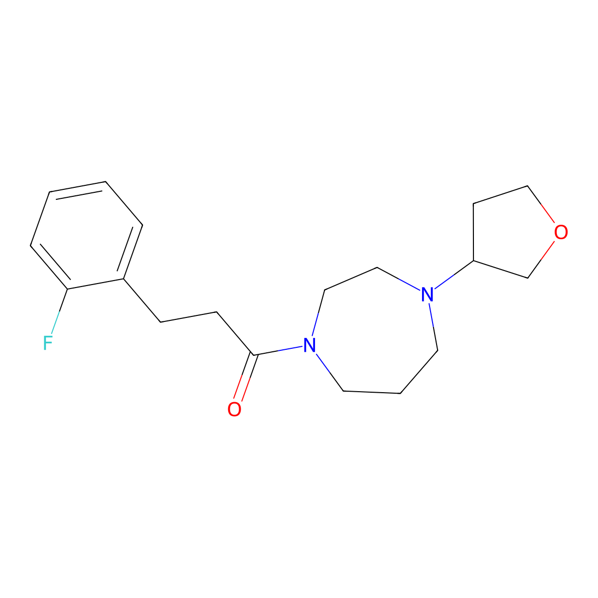 3-(2-Fluorophenyl)-1-[4-(oxolan-3-yl)-1,4-diazepan-1-yl]propan-1-one molecular structure, CAS 2320148-81-8