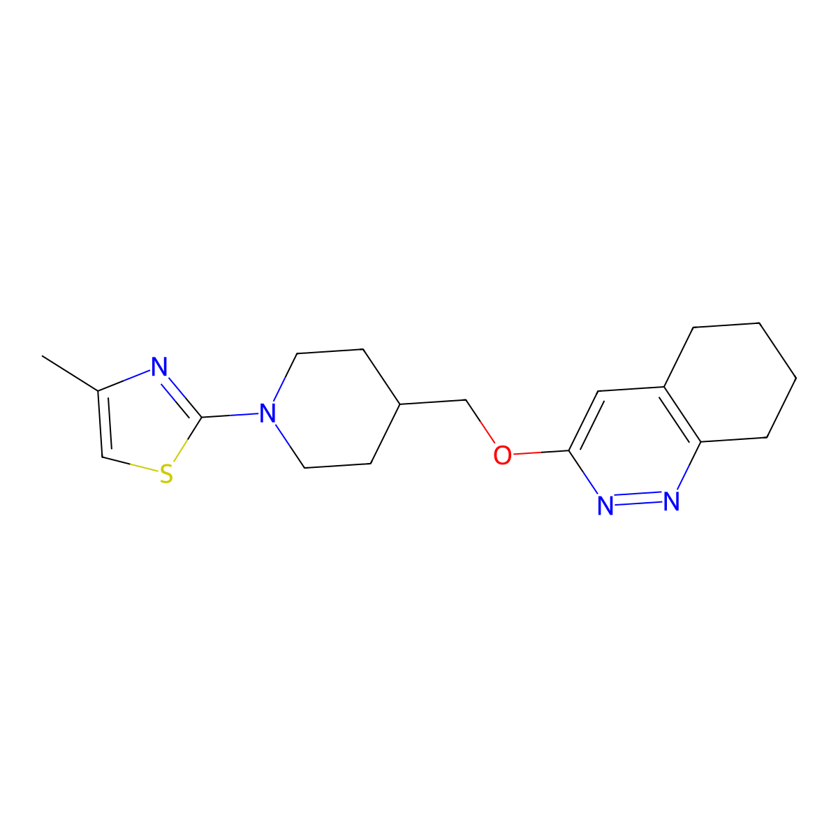 3-{[1-(4-Methyl-1,3-thiazol-2-yl)piperidin-4-yl]methoxy}-5,6,7,8-tetrahydrocinnoline molecular structure, CAS 2320150-26-1
